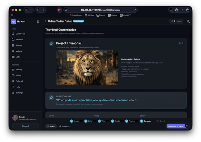 Huavoi 2.0 Dashboard